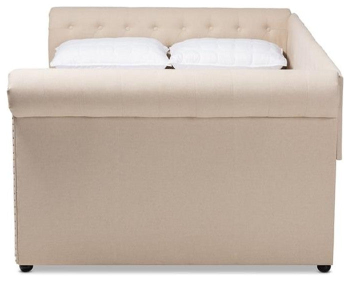 Mabelle Modern and Contemporary Beige Fabric Upholstered Queen Size Daybed