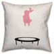 Reversible Bunny on Trampoline 18x18 Throw Pillow