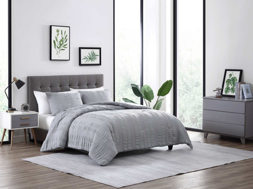 The Nesting Company Elm 3 Piece Comforter Set - King - Gray