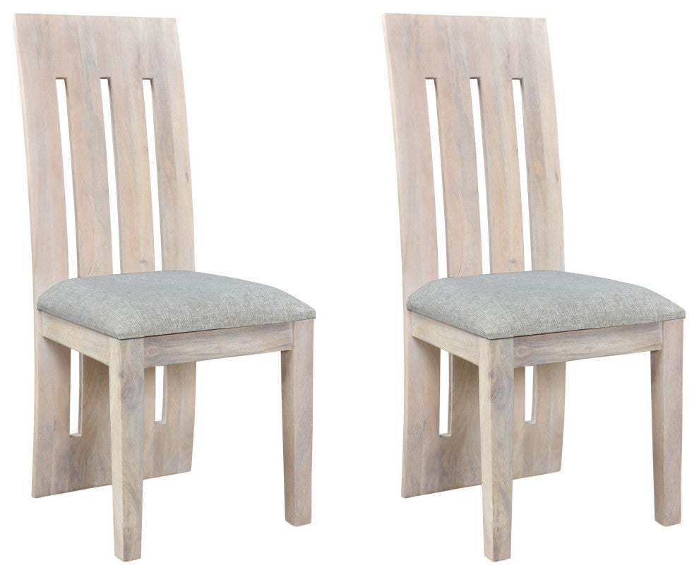 Talia Wood Chair, Set of 2, White, Upholstered