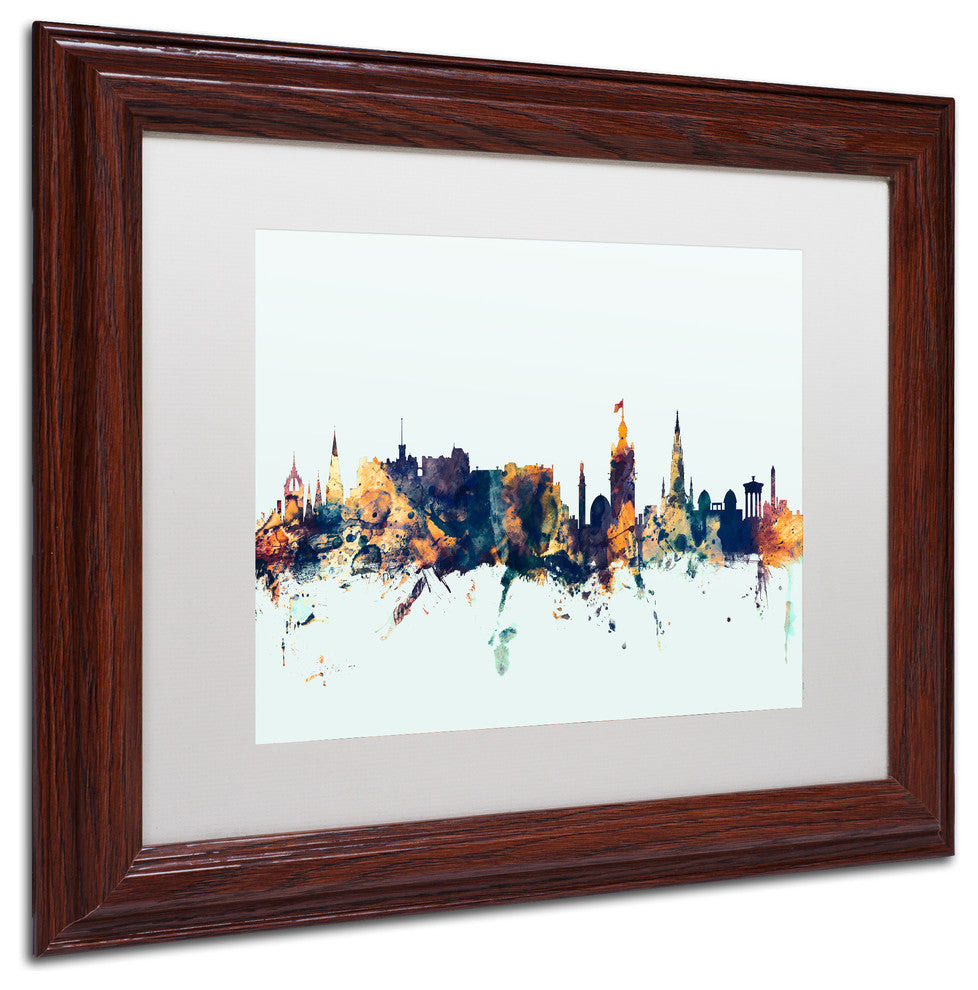Michael Tompsett 'Edinburgh Skyline Blue' Matted Framed Art, 11x14