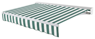 Awntech 14x10' Destin Left Motor Acrylic Retractable Awning, Forest/White Stripe