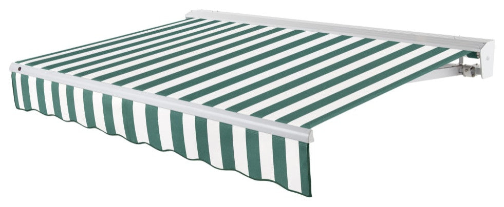Awntech 14x10' Destin Left Motor Acrylic Retractable Awning, Forest/White Stripe