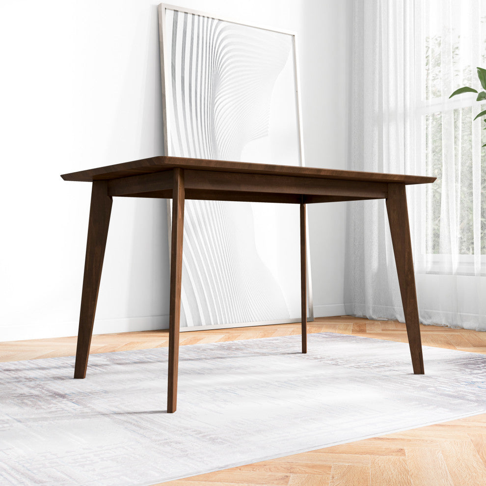Abbott Mid-Century Modern Solid Wood Walnut Dining Table, W 29.5" X L 47" X H 29"