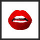 "Red Lips II" Framed Painting Print, 24"x24"