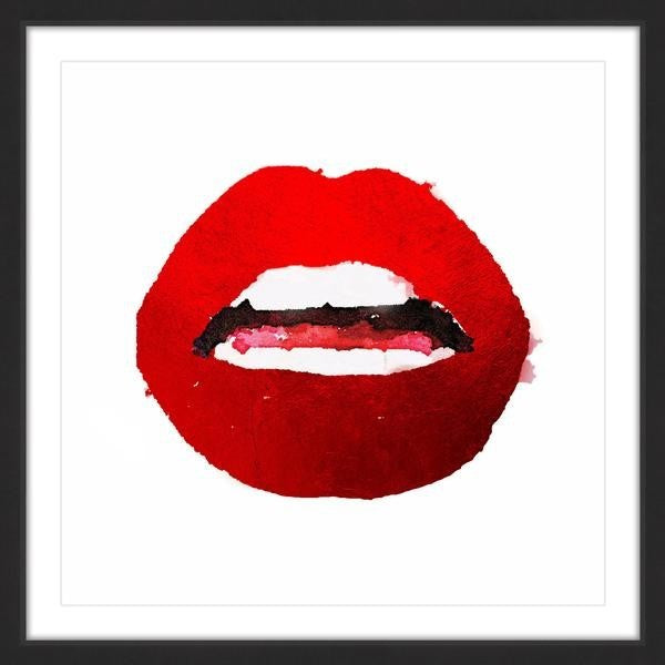 "Red Lips II" Framed Painting Print, 24"x24"