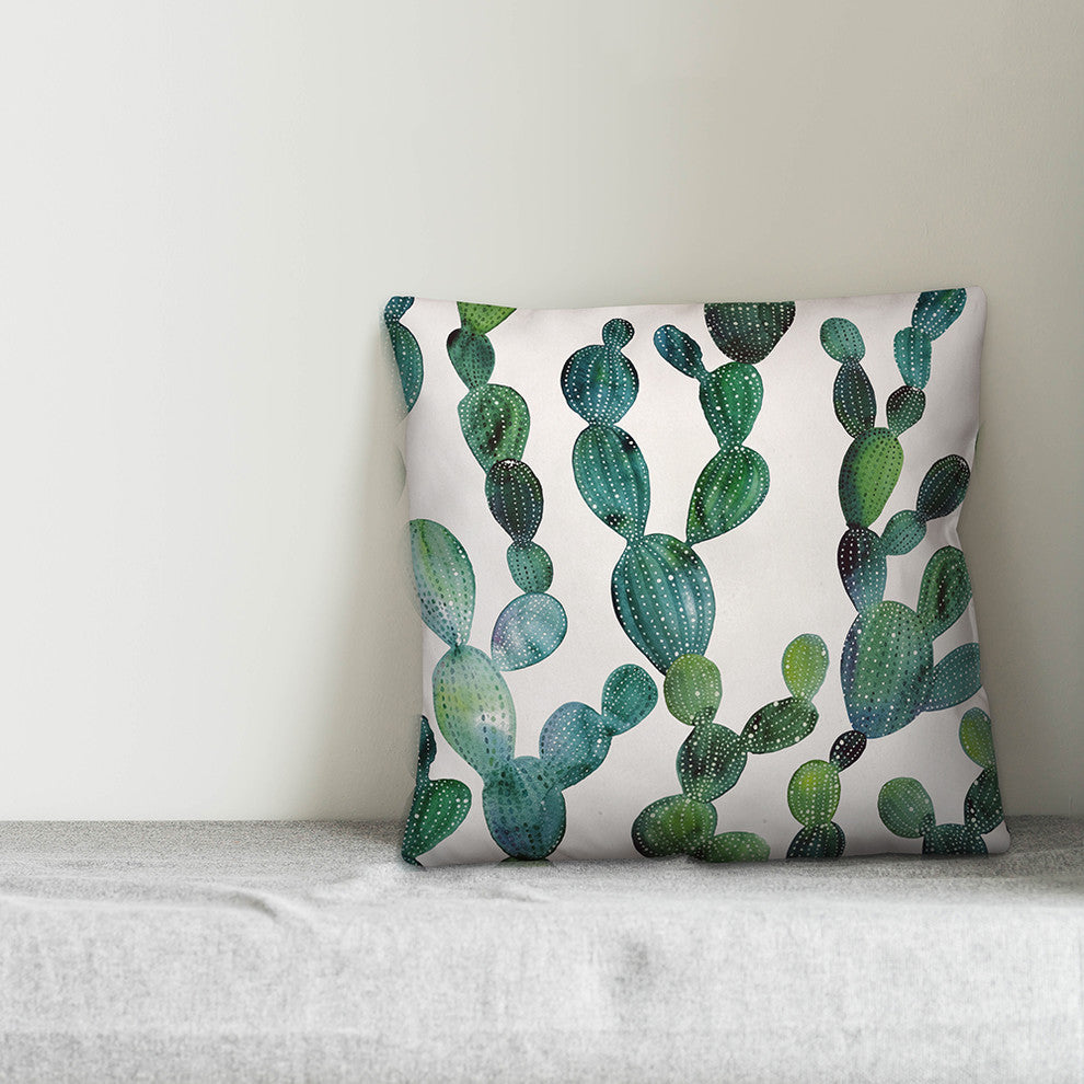 Watercolor Cactus 18x18 Throw Pillow