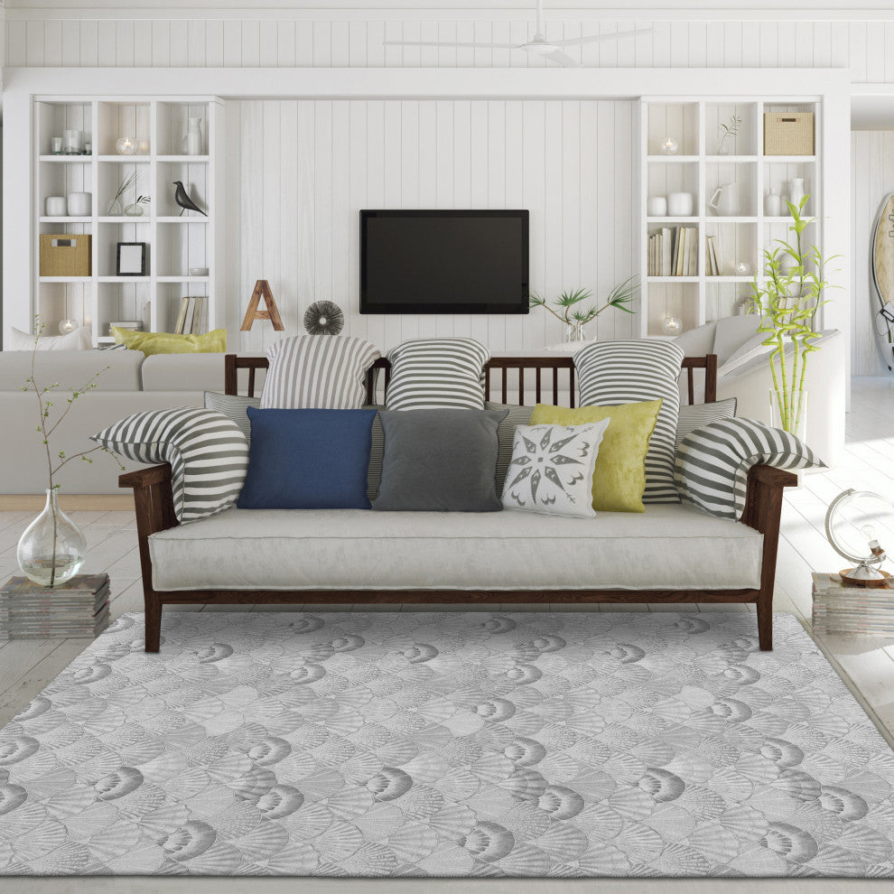 Indoor/Outdoor Seabreeze SZ2 Silver Machine Washable 8' x 10' Rug