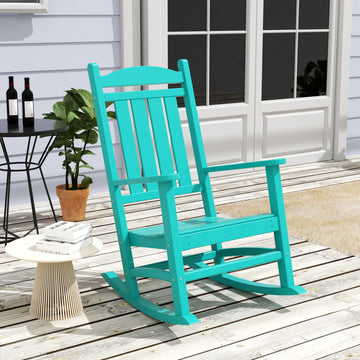 WestinTrends HDPE Outdoor Patio Adirondack Rocking Chair, Classic Porch Rocker, Turquoise