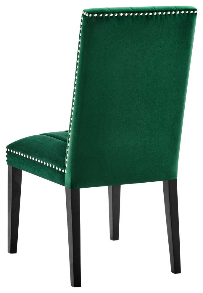 Dining Chair, Nailhead, Set of 2, Green, Velvet, Modern, Bistro Hospitality