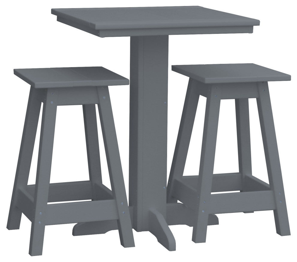 Poly Lumber Bistro Set, Dark Grey, Square