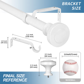 1" Semplice Drapery Curtain Rod, Glossy White, 84"-120"
