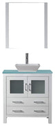 Virtu USA Dior 36" Single Vanity With Square Sink, White, Tempered Glass