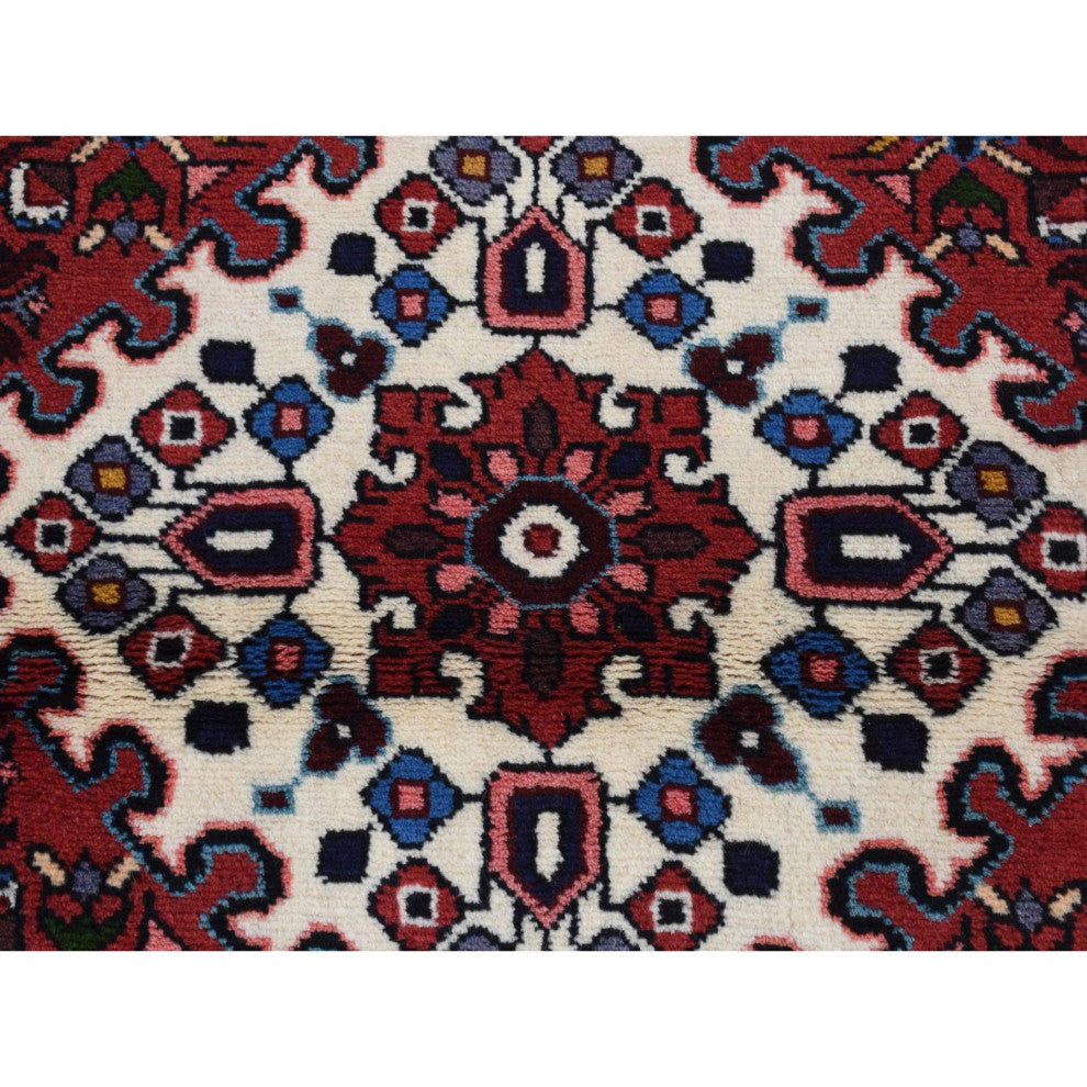 Maroon Red New Persian Hamadan Pure Wool Hand Knotted Oriental Rug 3'5" x 5'1"