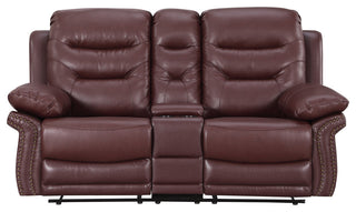 Anders Leather Air Match Recliner Collection Burgundy 2 Piece With Console