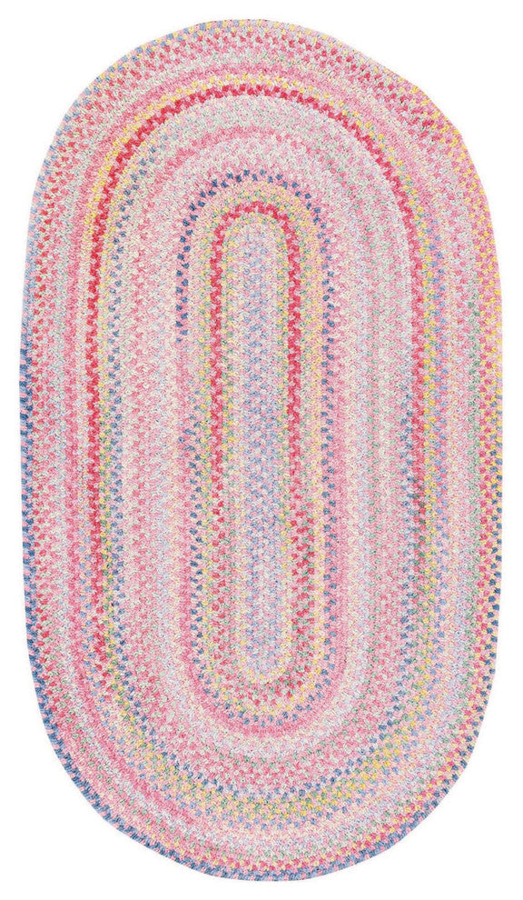 Baby's Breath Braided Oval Rug, Pink, 2'3"x4'