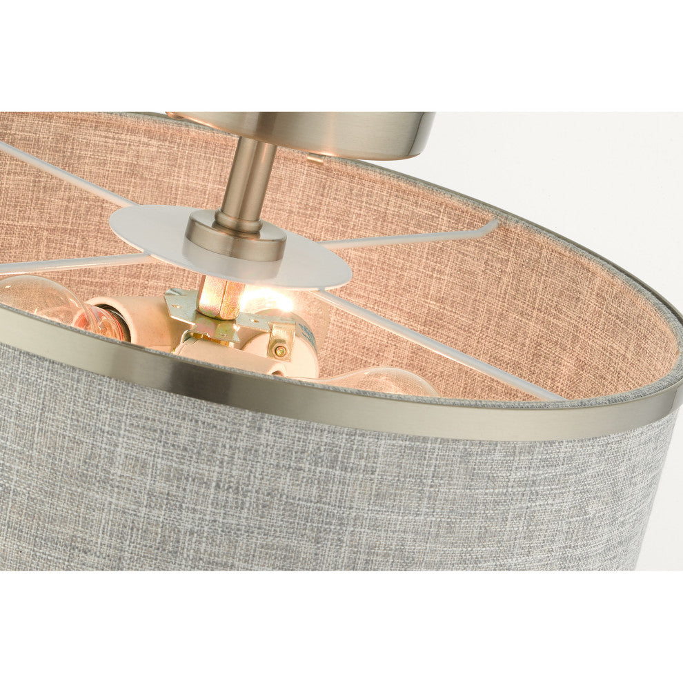 Brushed Nickel Modern, Urban, Semi Flush