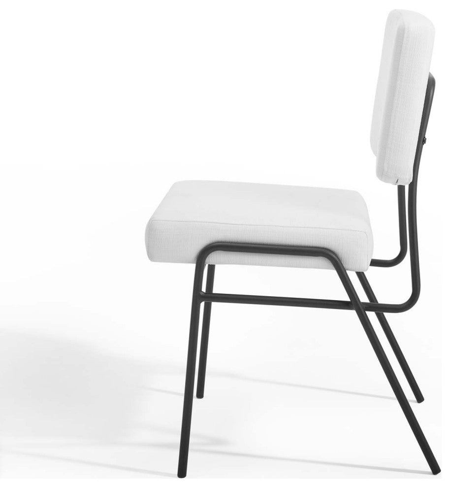 Side Dining Chair, Set of 2, Fabric, Black White, Modern, Cafe Bistro Restaurant