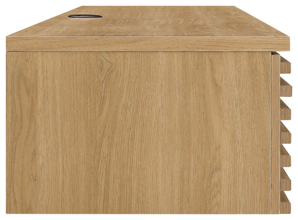 Render Wall Mount Wood Office Desk, Oak