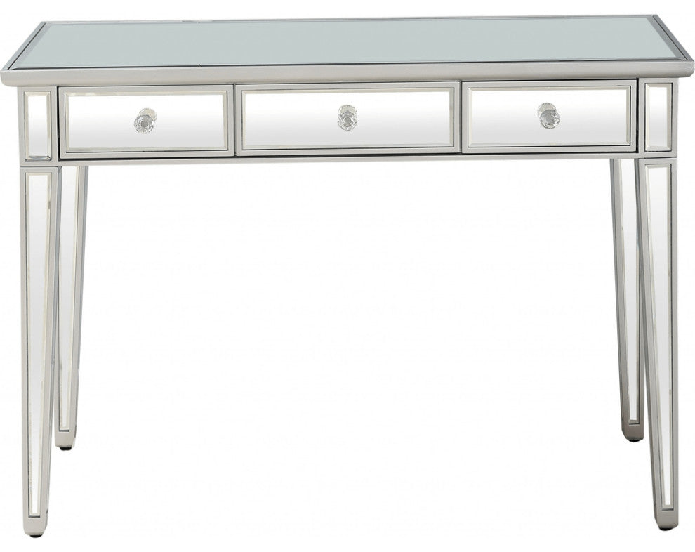 Silver Finish Three Drawer Console Table
