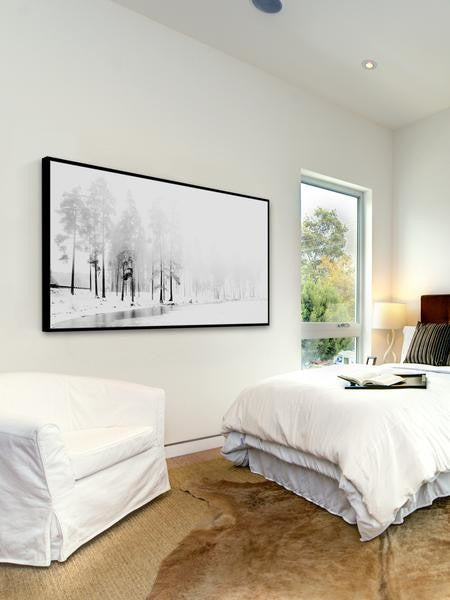 "Winter River" Floater Framed Painting Print on Canvas, 36"x18"