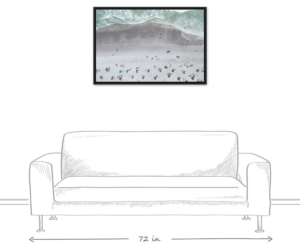 Aerial Beach Photo 24x36 Black Floating Framed Canvas