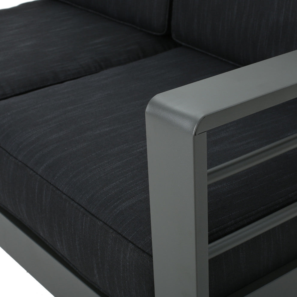 Crested Bay Outdoor Aluminum Loveseat, Gray + Dark Gray
