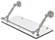 Dottingham 18" Floating Glass Shelf with Gallery Rail, Satin Nickel