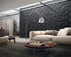 8"x8 "Interior/Exterior Concrete Wall Tile, Wave, Black