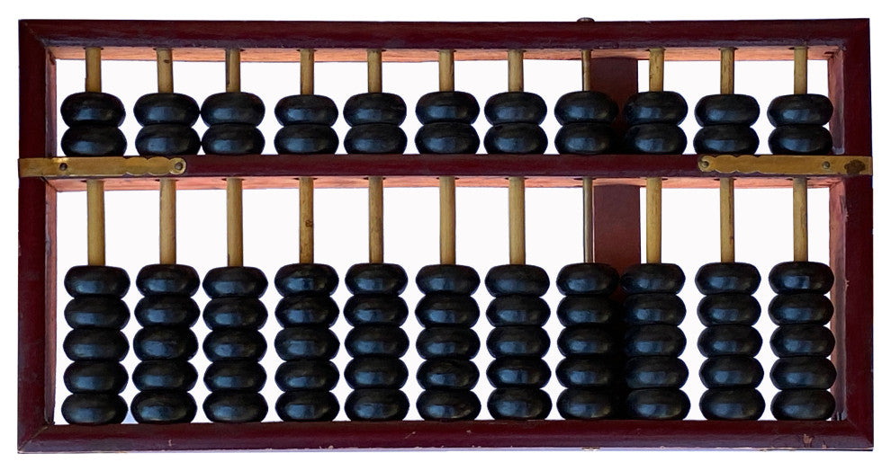 Chinese Red Brown Stain Wood Abacus Fengshui Paperweight Display Hws2487