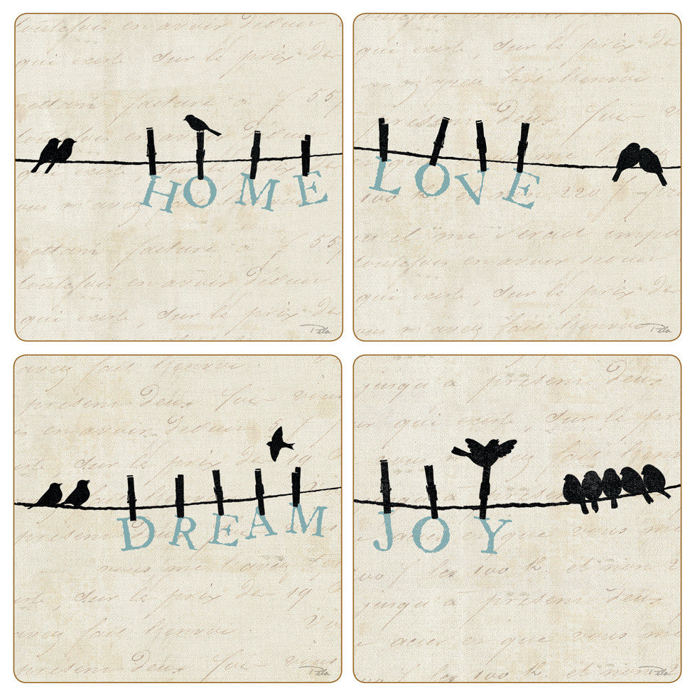 Bird at Heart Collection Stone Coasters, Set of 8