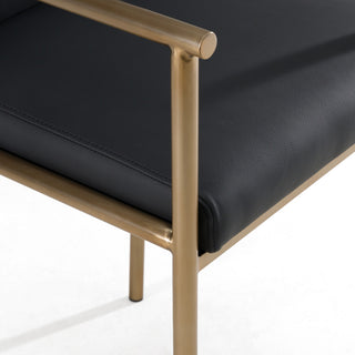 Modrest Custer Modern Black Vegan Leather + Brass Counter Chair