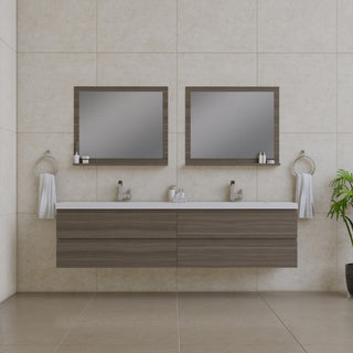 Paterno 84" Wall Mounted Double Bathroom Vanity With Sink, Gray