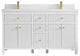 Sonoma 60 Double Sink Reeded Bathroom Vanity in White 2" White Quartz