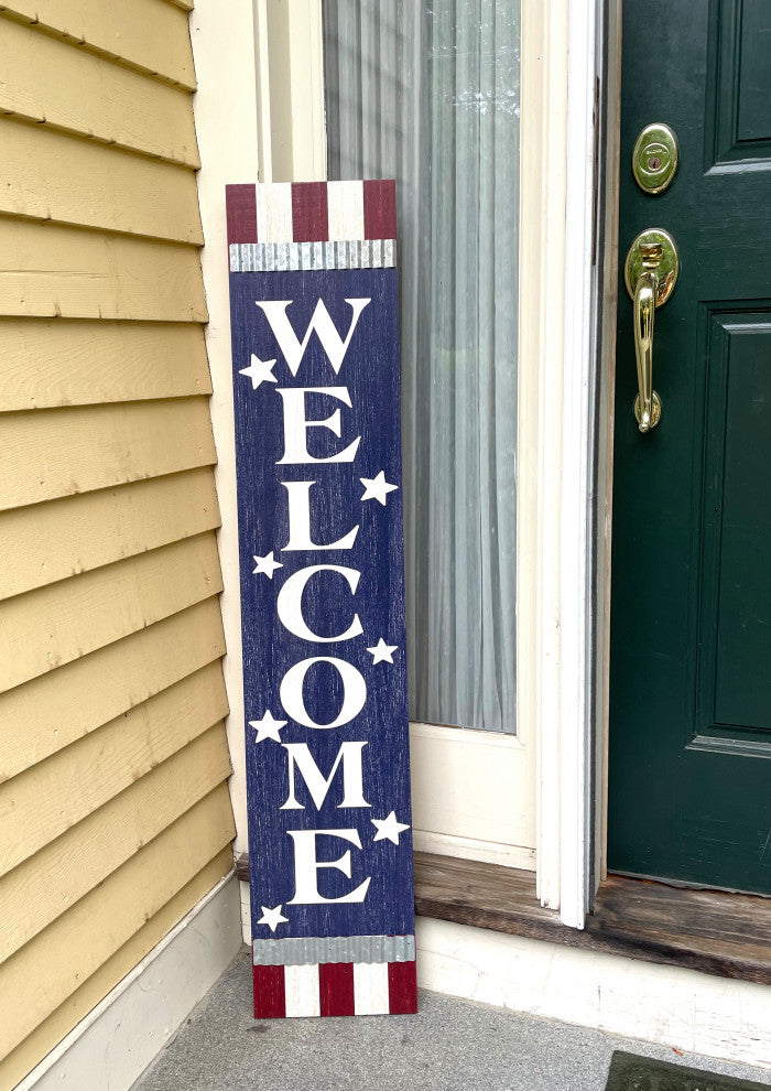 48" Americana Welcome Wood Porch Sign