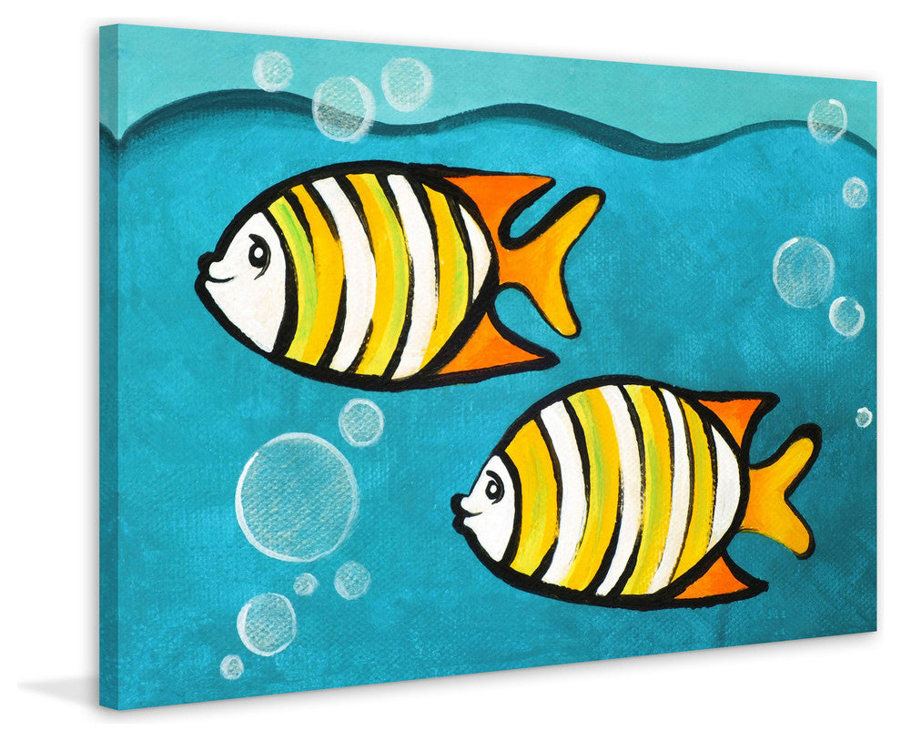 Marmont Hill, "Two Fish" by Nicola Joyner Painting on Wrapped Canvas, 45x30