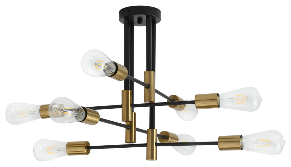 Sputnik Ceiling Light Modern Linear Semi Flush Mount Light, 8-Light