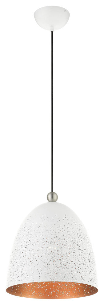 Livex Lighting Arlington 1 Light White, Brushed Nickel Accents Medium Pendant
