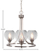 Paramount Uplight 3-Light Chandelier, Brushed Nickel, 5.75" Smoke Bubble Glass