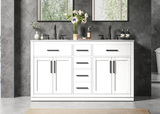 Home Living 60" Double Bathroom Vanity, White