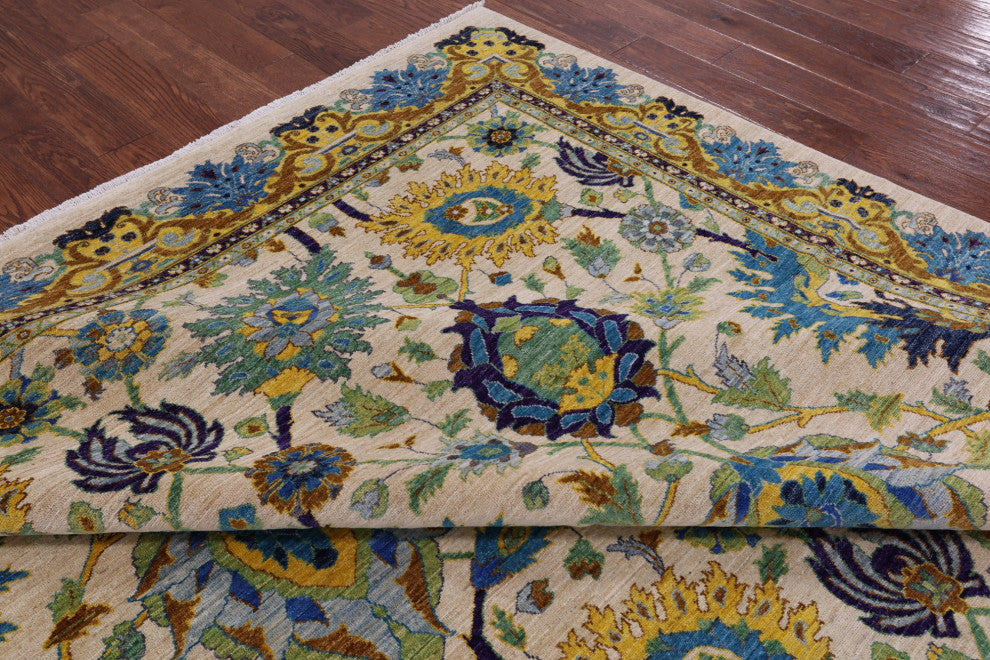 8' 10" X 11' 4" Persian Tabriz Vegetable Dye Handmade Wool Rug Q4567