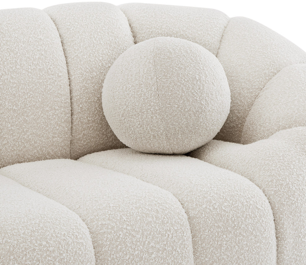Elijah Boucle Fabric Upholstered Sofa, Cream