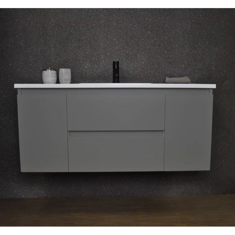 Salt 20Dx48" Floating Bathroom Vanity, Gray With Acrylic Top