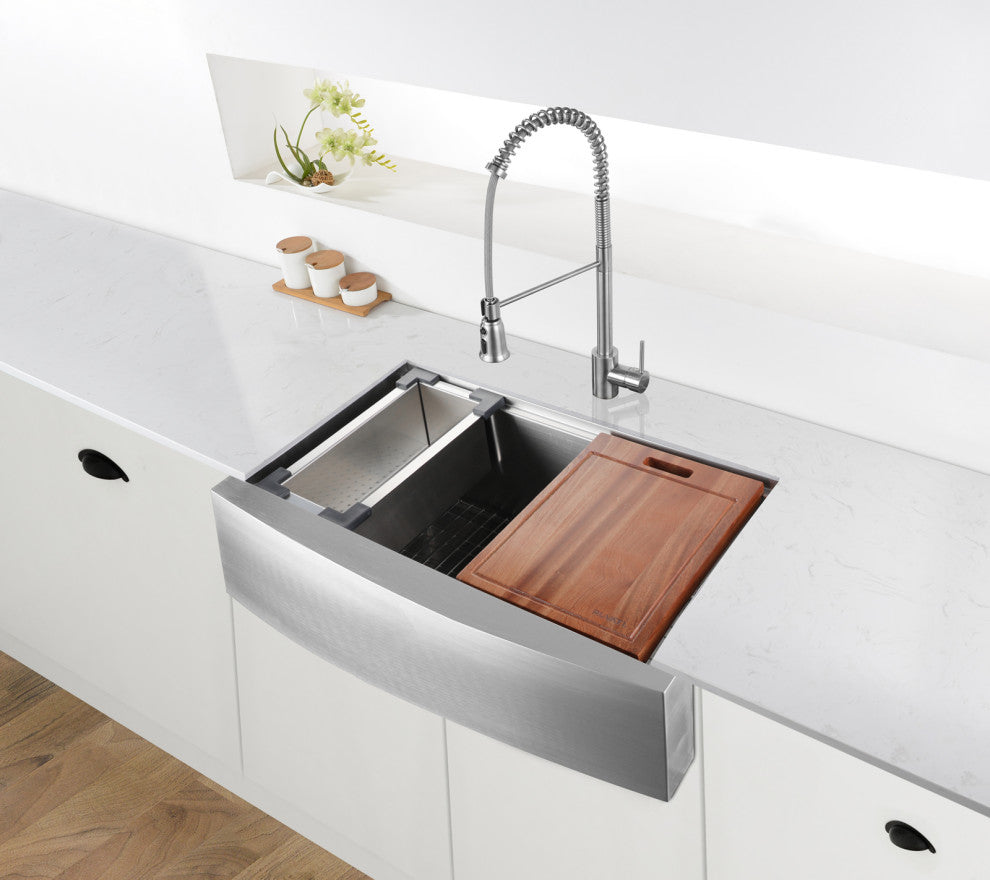 Ruvati RVH9201 Apron Front Stainless Steel 33" Kitchen Sink Double Bowl
