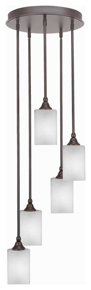 Empire 5-Light Cluster Pendalier, Dark Granite/Square White Muslin