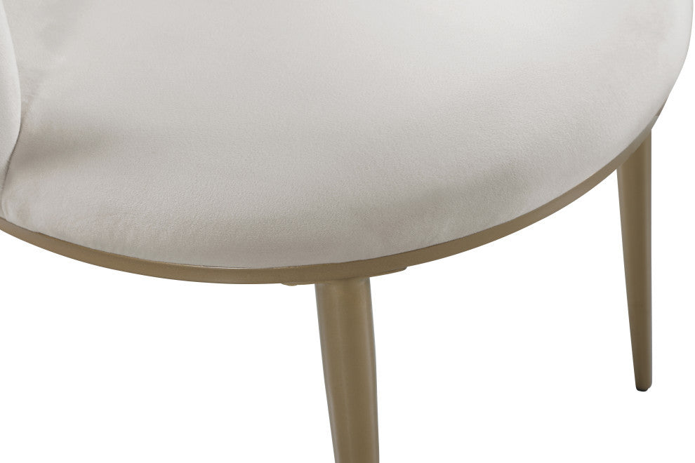 Skylar Dining Chair, Set of 2, Cream Velvet, Brushed Gold Iron Legs