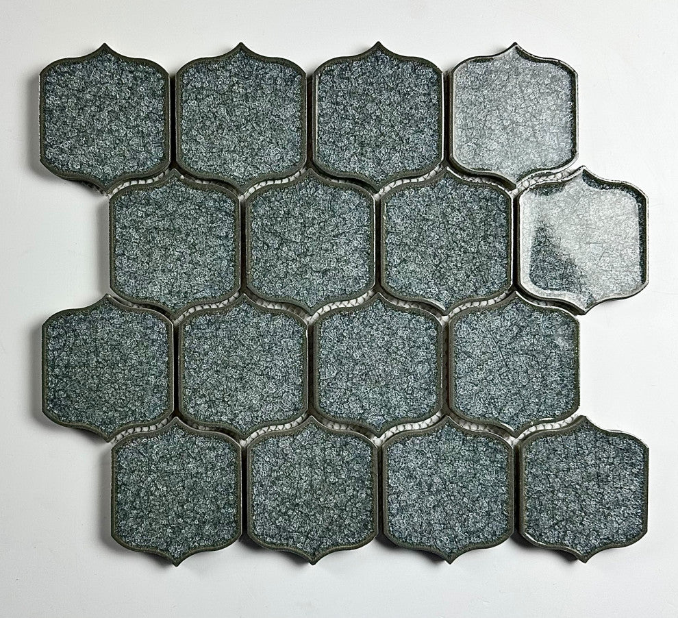 Classical Lantern Lapis Blue 11" x 12" Ornate Waterjet Mosaic Tile, Single Sheet