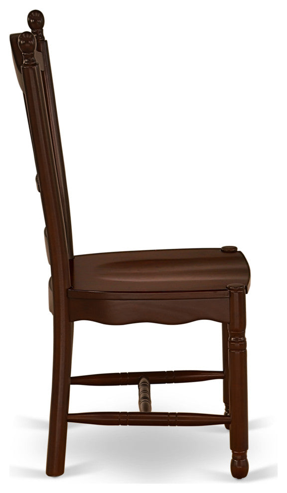 5Pc Square 36" Dinner Table And Four Wood Seat Kitchen Chairs