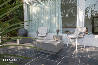 Tevere 40" Square Concrete Coffee Table, Space Grey