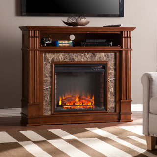 Aragon Faux Stone Electric Media Fireplace
